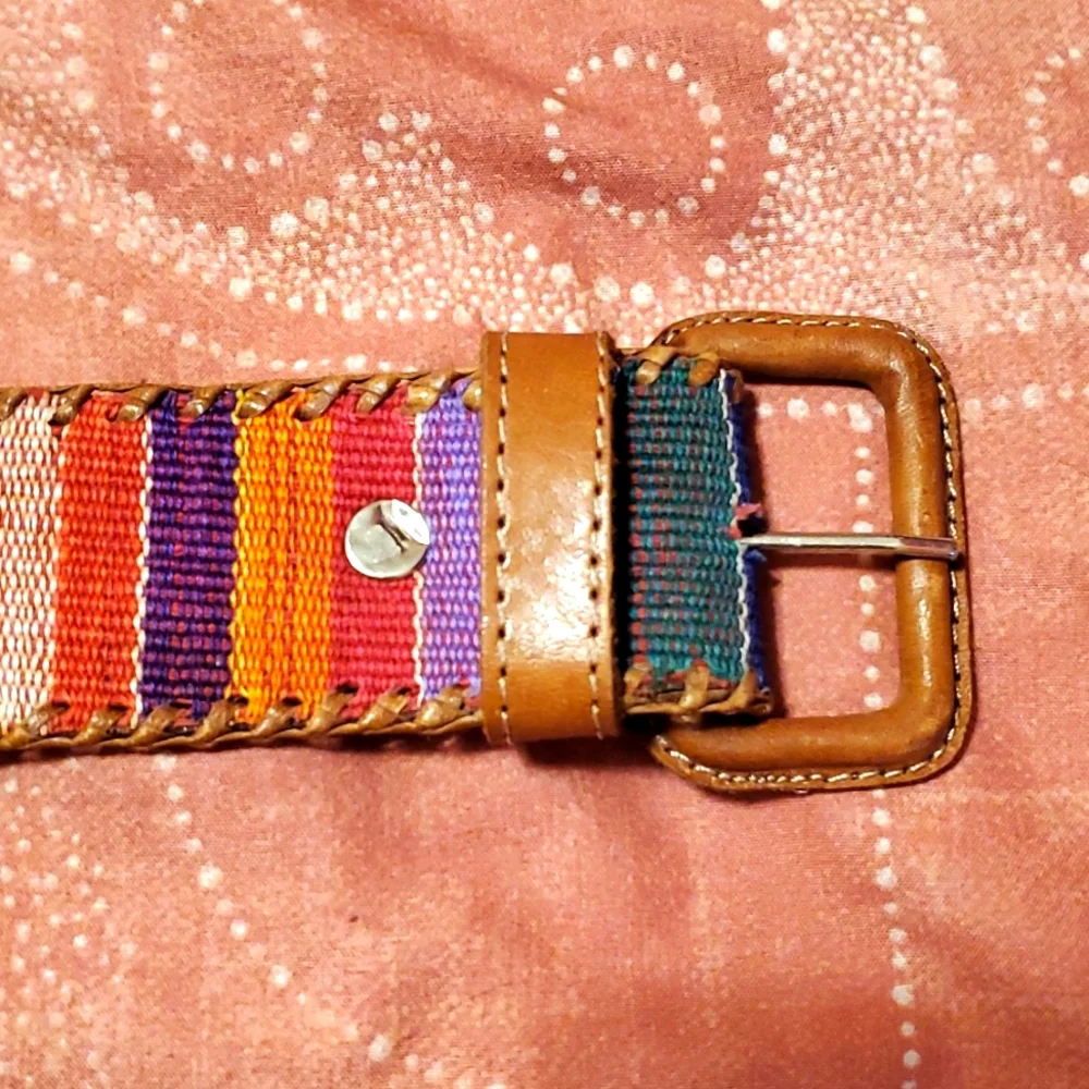 Vintage 70s/80s Girl's Guatemalan Made Woven Leather Belt